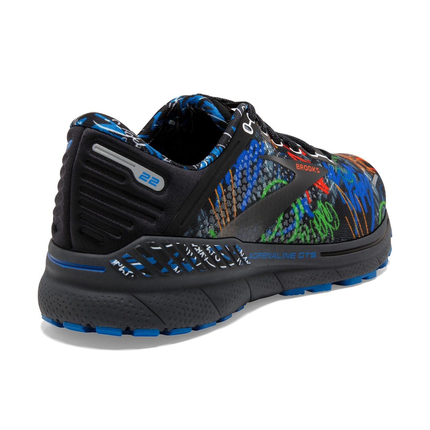 ADRENALIN フルスーツ 黒/青 ハイビスカス柄 Brooks Men's Adrenaline GTS 22 084 Black/Blue/Cherry Tomato