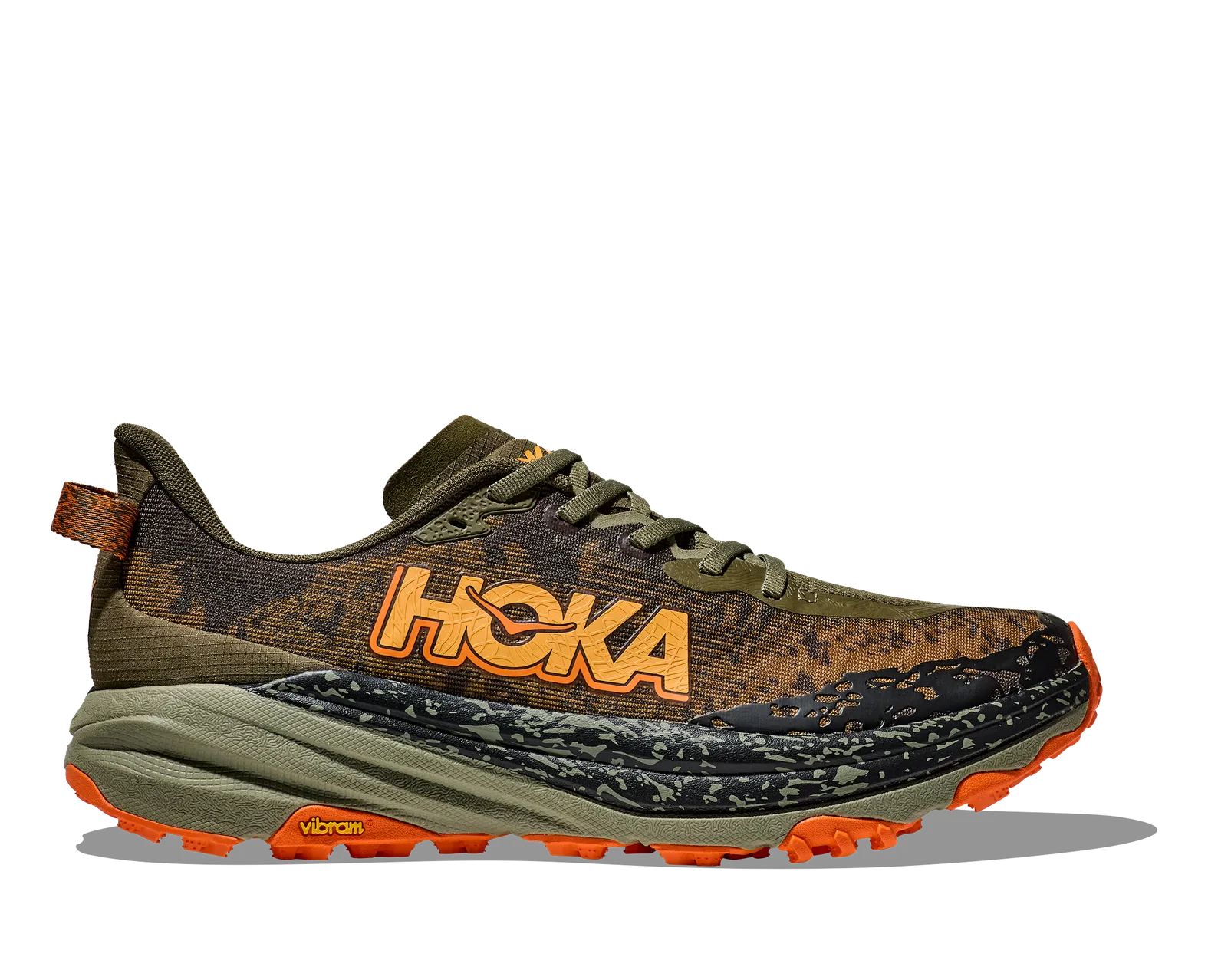 NEW HOKA men’s speedgoat 6 aql running shoe in antique olive/squash Men main image 3